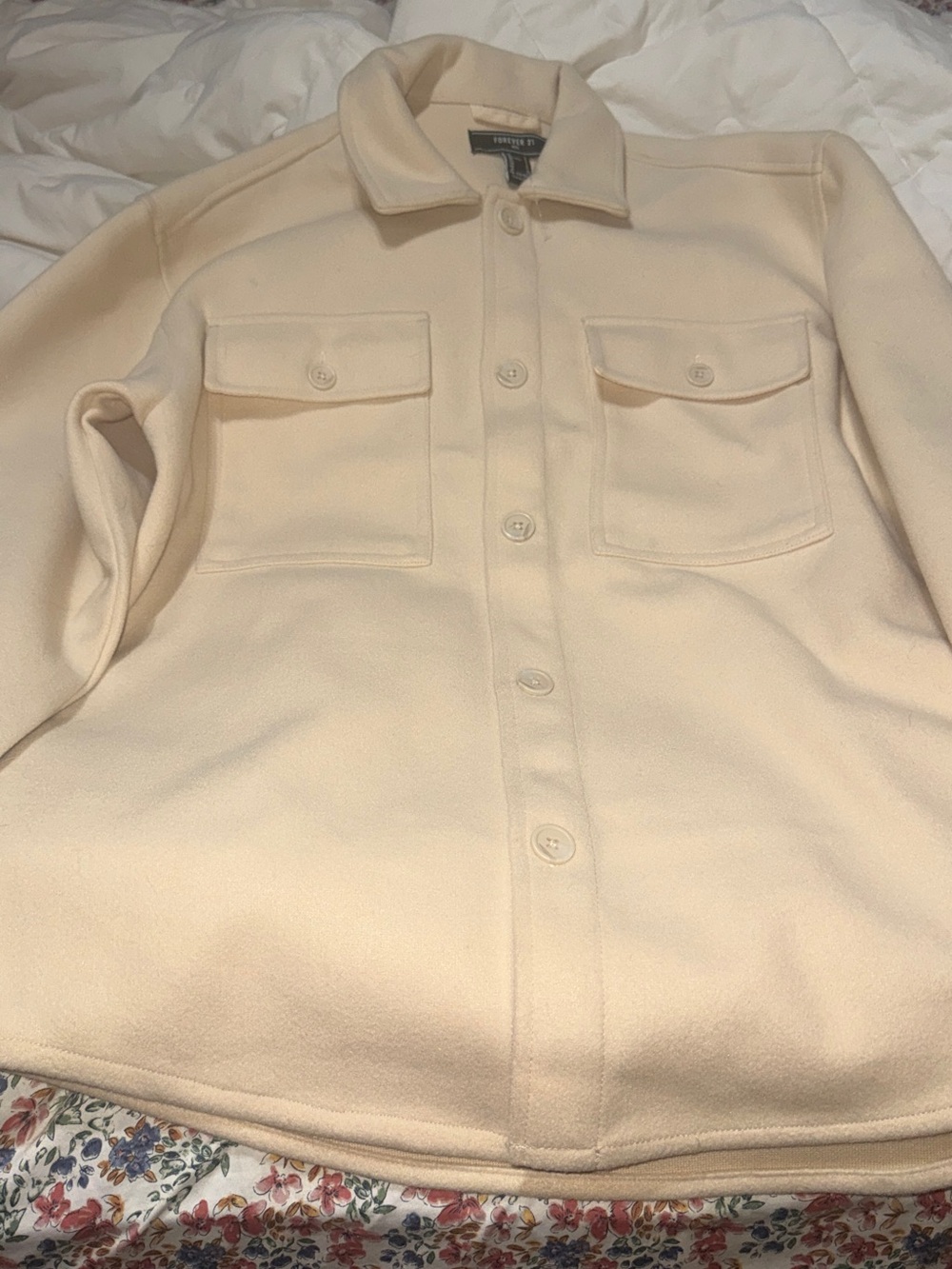 Banana Republic Cream Button-Front Utility Shacket